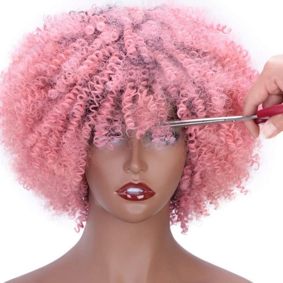?  PINK OMBRE CURLY FULL CAP AFRO CURL WIG? *NEW
?? main image 5